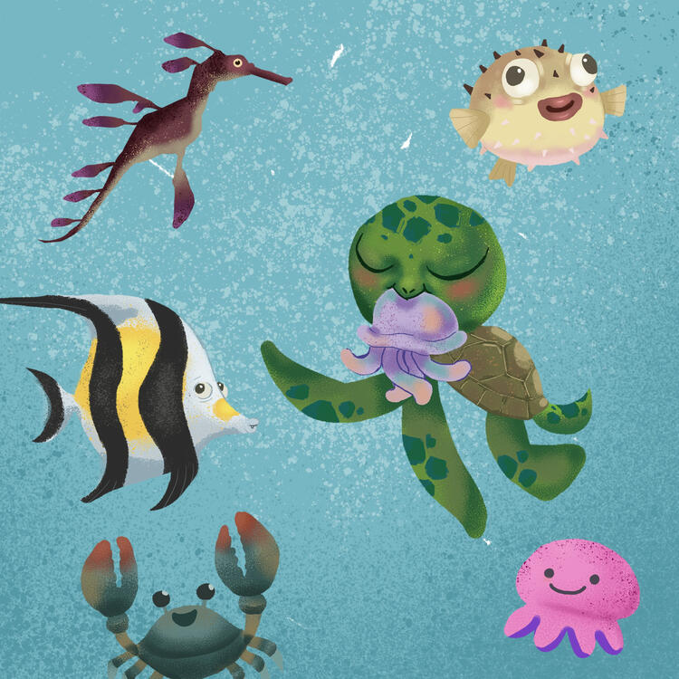 Si Peewee ang Masayahing Pawikan Children's Book Illustration | Digital, Adobe Photoshop
